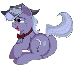 Size: 948x843 | Tagged: safe, artist:rainbowtashie, commissioner:bigonionbean, writer:bigonionbean, character:igneous rock pie, character:night light, oc, oc:evening emeralds, species:earth pony, species:pony, species:unicorn, bow tie, butt, clothing, cutie mark, extra thicc, flank, fusion, fusion:evening emeralds, hat, male, plot, simple background, stallion, thicc ass, transparent background
