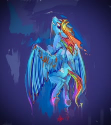 Size: 2893x3246 | Tagged: safe, artist:alumx, character:rainbow dash, species:pegasus, species:pony, blue fast, female, flying, grin, smiling, solo