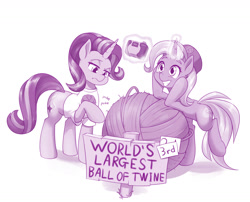 Size: 1280x1034 | Tagged: safe, artist:dstears, character:starlight glimmer, character:trixie, species:pony, species:unicorn, newbie artist training grounds, atg 2020, camera, clothing, grin, hat, magic, monochrome, poking, selfie, shirt, smiling, telekinesis, twine