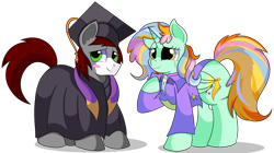 Size: 1280x717 | Tagged: safe, artist:rainbowtashie, commissioner:bigonionbean, writer:bigonionbean, character:cheerilee, character:ms. harshwhinny, character:spitfire, character:trixie, oc, oc:khaki-cap, oc:princess sincere scholar, species:alicorn, species:pony, alicorn oc, alicorn princess, clothing, cutie mark, dress, female, fusion, fusion:princess sincere scholar, gown, graduation cap, hat, horn, jean thicc, male, mare, simple background, stallion, transparent background, wings