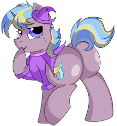 Size: 4800x5200 | Tagged: safe, artist:rainbowtashie, commissioner:bigonionbean, writer:bigonionbean, character:ms. harshwhinny, character:trixie, oc, oc:strict talent, species:earth pony, species:pony, species:unicorn, butt, clothing, cutie mark, dummy thicc, extra thicc, flank, fusion, fusion:strict talent, hat, male, plot, rule 63, simple background, stallion, transparent background