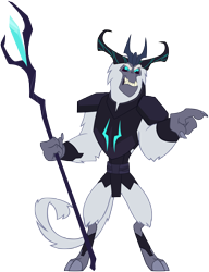Size: 8112x10540 | Tagged: safe, artist:andoanimalia, character:storm king, g4, my little pony: the movie (2017), angry, antagonist, armor, beast, claws, crown, fangs, feet, horns, jewelry, pointing, regalia, simple background, staff, staff of sacanas, storm king's emblem, transparent background, updated, vector, yeti