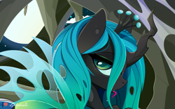 Size: 3967x2489 | Tagged: safe, artist:xsatanielx, character:queen chrysalis, species:changeling, g4, advertisement, changeling queen, female, patreon, patreon logo, patreon preview, paywall content, solo