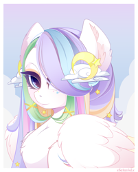 Size: 2627x3274 | Tagged: safe, artist:xsatanielx, rcf community, oc, oc only, oc:comet tail, species:pegasus, species:pony, g4, bust, female, hair over one eye, high res, looking at you, mare, portrait, solo