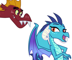 Size: 944x786 | Tagged: safe, artist:andoanimalia, edit, character:garble, character:princess ember, species:dragon, ship:emble, episode:dragon quest, episode:triple threat, g4, my little pony: friendship is magic, .svg available, cute, dragoness, dragonlord, emberbetes, female, gardorable, grin, horns, male, shipping, simple background, smiling, straight, transparent background, vector, vector edit