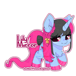 Size: 700x700 | Tagged: safe, artist:snow angel, oc, oc only, oc:lily mirror, species:pony, species:unicorn, g4, chest fluff, chibi, simple background, solo, watermark, white background