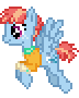 Size: 72x90 | Tagged: safe, artist:botchan-mlp, character:windy whistles, species:pony, desktop ponies, g4, animated, clothing, cutie mark, female, flying, hair, mare, pixel art, simple background, smiling, solo, sprite, transparent background, wings