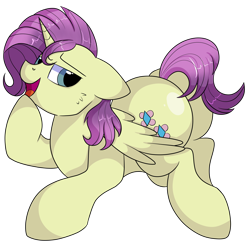 Size: 4400x4300 | Tagged: safe, artist:rainbowtashie, commissioner:bigonionbean, writer:bigonionbean, character:fluttershy, character:rarity, oc, oc:charitable nature, species:pegasus, species:pony, species:unicorn, g4, butt, cute, flank, fusion, fusion:charitable nature, male, plot, rule 63, rule63betes, simple background, stallion, sultry pose, thicc ass, transparent background