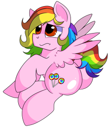 Size: 5211x6000 | Tagged: safe, artist:rainbowtashie, commissioner:bigonionbean, writer:bigonionbean, oc, oc only, oc:candy clumsy, species:pegasus, species:pony, g4, butt, confused, cutie mark, embarrassed, flank, male, plot, rule 63, simple background, solo, stallion, thicc ass, transparent background