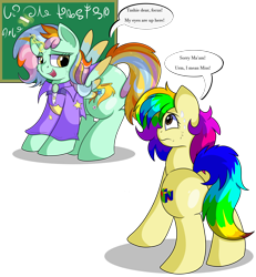 Size: 7400x8000 | Tagged: safe, artist:rainbowtashie, commissioner:bigonionbean, writer:bigonionbean, character:cheerilee, character:ms. harshwhinny, character:spitfire, character:trixie, oc, oc:princess sincere scholar, species:alicorn, species:earth pony, species:pony, g4, alicorn princess, butt, chalk, chalk drawing, chalkboard, clothing, cutie mark, dialogue, embarrassed, extra thicc, female, flank, fusion, fusion:princess sincere scholar, mare, nintendo 64, plot, simple background, sultry pose, sweat, sweating profusely, thicc ass, traditional art, transparent background