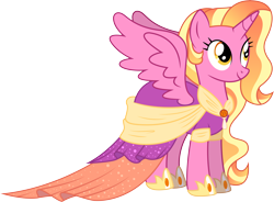 Size: 6394x4704 | Tagged: safe, artist:illumnious, character:luster dawn, species:alicorn, species:pony, g4, absurd resolution, alicornified, clothing, coronation dress, cute, dress, female, lusterbetes, lustercorn, mare, race swap, simple background, smiling, solo, transparent background