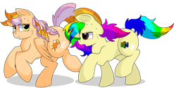 Size: 8750x4400 | Tagged: safe, artist:rainbowtashie, commissioner:bigonionbean, writer:bigonionbean, character:cheerilee, character:spitfire, oc, oc:learning curve, oc:rainbow tashie, species:earth pony, species:pegasus, species:pony, g4, butt, cute, cutie mark, extra thicc, female, flank, fusion, fusion:learning curve, galloping, mare, plot, simple background, sweat, transparent background