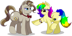 Size: 10100x5000 | Tagged: safe, artist:rainbowtashie, commissioner:bigonionbean, writer:bigonionbean, character:doctor whooves, character:prince blueblood, character:time turner, oc, oc:rainbow tashie, oc:royal minutes, species:earth pony, species:pony, species:unicorn, g4, bow tie, butt, cutie mark, extra thicc, female, flank, fusion, fusion:royal minutes, jewelry, male, mare, plot, simple background, stallion, transparent background, watch