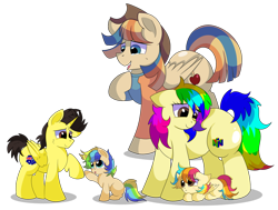 Size: 1280x968 | Tagged: safe, artist:rainbowtashie, commissioner:bigonionbean, writer:bigonionbean, character:braeburn, oc, oc:azure spice, oc:cinnamon spectrum, oc:rainbow tashie, oc:spicy cider, oc:tommy the human, species:alicorn, species:earth pony, species:pegasus, species:pony, g4, clothing, colt, cowboy hat, cutie mark, earth pony oc, father and child, father and daughter, father and son, female, filly, fusion, fusion:spicy cider, hat, husband and wife, male, mare, mother and child, mother and daughter, mother and son, oc x oc, palindrome get, shipping, simple background, stallion, stetson, straight, transparent background, wind waker (character)