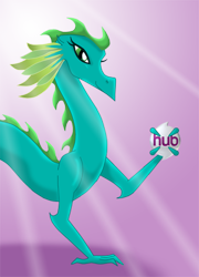 Size: 300x416 | Tagged: dead source, safe, artist:queencold, oc, oc only, species:dragon, chinese dragon, dragon oc, dragoness, eastern dragon, hub logo, pink background, simple background, the hub