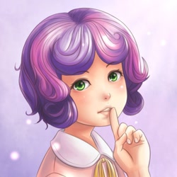 Size: 800x800 | Tagged: safe, artist:ninjaham, character:sweetie belle, female, finger, humanized, solo