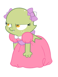 Size: 500x658 | Tagged: safe, artist:queencold, oc, oc only, oc:jade, species:dragon, baby dragon, clothing, dragon oc, dragoness, dress, female, simple background, transparent background