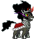 Size: 114x130 | Tagged: safe, artist:botchan-mlp, character:king sombra, species:pony, species:umbrum, species:unicorn, desktop ponies, animated, armor, cape, clothing, crown, cute, evil grin, flowing mane, grin, idle, jewelry, male, pixel art, regalia, simple background, smiling, solo, sombra eyes, sombra's cape, sombradorable, sprite, stallion, standing, transparent background