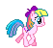 Size: 110x100 | Tagged: safe, artist:botchan-mlp, character:toola roola (g3), species:pony, desktop ponies, g3, g3.5, animated, beret, clothing, cute, female, g3 to g4, g3.5 to g4, g3betes, generation leap, hat, mare, pixel art, roolabetes, running, simple background, solo, sprite, transparent background, trotting, walk cycle