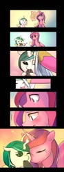 Size: 560x1500 | Tagged: safe, artist:bakki, character:princess cadance, oc, oc:mirror gleam, parent:queen chrysalis, parent:shining armor, parents:shining chrysalis, species:changeling, species:pony, species:unicorn, adopted offspring, adoption, comic, crying, cute, disguised baby changeling, feels, foal, hybrid, interspecies offspring, offspring, palindrome get