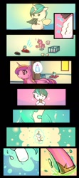 Size: 560x1260 | Tagged: safe, artist:bakki, character:princess cadance, oc, oc:mirror gleam, parent:queen chrysalis, parent:shining armor, parents:shining chrysalis, species:changeling, comic, disguised baby changeling, hybrid, interspecies offspring, offspring