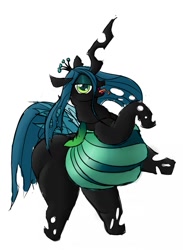 Size: 936x1280 | Tagged: safe, artist:calorie, character:queen chrysalis, bipedal, fat, obese, queen chrysalard