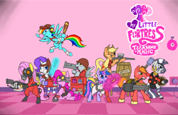 Size: 1228x790 | Tagged: safe, artist:metal-kitty, character:applejack, character:big mcintosh, character:derpy hooves, character:fluttershy, character:pinkie pie, character:rainbow dash, character:rarity, character:twilight sparkle, character:zecora, species:earth pony, species:pegasus, species:pony, species:unicorn, species:zebra, barrel, crossover, demoman, demozecora, derpy soldier, dispenser, engie pie, engineer, female, flamethrower, flutterpyro, flying, gas mask, glasses, glowing horn, goggles, grenade, gun, heavy, heavy mac, heavy weapons guy, hooves, horn, knife, levitation, machine gun, magic, male, mare, mask, medic, minigun, mouth hold, mushroom cloud, optical sight, pony fortress 2, pyro, rainbow scout, rarispy, rifle, rocket launcher, scout, sniper, sniper rifle, sniperjack, soldier, spread wings, spy, stallion, sunglasses, team fortress 2, telekinesis, text, twi medic, weapon, wings, wrench