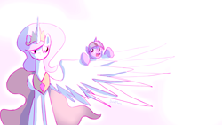 Size: 6643x3736 | Tagged: safe, artist:darkflame75, character:princess celestia, character:twilight sparkle, filly, wings