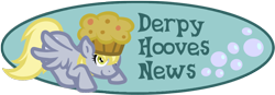 Size: 960x334 | Tagged: safe, artist:furrgroup, character:derpy hooves, species:pegasus, species:pony, banner, bubble, clothing, derpy hooves news, derpyhoovesnews, female, hat, mare, muffin, solo
