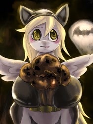 Size: 600x800 | Tagged: safe, artist:bakki, character:derpy hooves, species:pegasus, species:pony, bat signal, batman, female, mare, muffin, solo