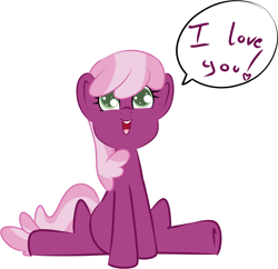 Size: 1280x1238 | Tagged: dead source, safe, artist:kryptchild, character:cheerilee, bronybait, cheeribetes, chocolate with nuts, cute, dialogue, female, happy, heartwarming, i love you, looking up, love, sitting, solo, speech bubble, spongebob squarepants