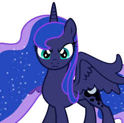Size: 6500x6443 | Tagged: safe, artist:theshadowstone, character:princess luna, absurd resolution, female, looking at you, missing accessory, simple background, solo, transparent background, vector