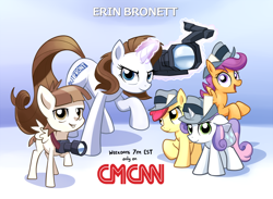 Size: 1100x804 | Tagged: safe, artist:gsphere, character:apple bloom, character:featherweight, character:scootaloo, character:sweetie belle, species:pegasus, species:pony, cable news network, camera, cnn, cutie mark crusaders, erin bro-nett