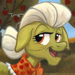 Size: 507x506 | Tagged: safe, artist:kenket, artist:spainfischer, character:granny smith, adorasmith, cute, female, floppy ears, lidded eyes, open mouth, solo, square series, traditional art