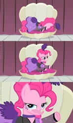 Size: 1280x2160 | Tagged: safe, artist:capnpea, edit, edited screencap, screencap, character:pinkie pie, episode:over a barrel, g4, my little pony: friendship is magic, bedroom eyes, fimbriae, nightmare fuel, not salmon, saloon dress, saloon pinkie, wat