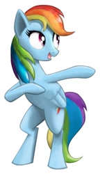 Size: 735x1280 | Tagged: safe, artist:gsphere, character:rainbow dash, species:pegasus, species:pony, g4, bipedal, dancing, female, mare, photoshop, simple background, solo, white background