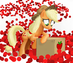 Size: 1098x964 | Tagged: safe, artist:gsphere, character:applejack, species:earth pony, species:pony, g4, apple, box, female, mare, photoshop, solo