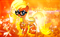 Size: 1131x707 | Tagged: safe, artist:illumnious, character:apple cobbler, species:earth pony, species:pony, apple family member, female, glasses, mare, solo, wallpaper