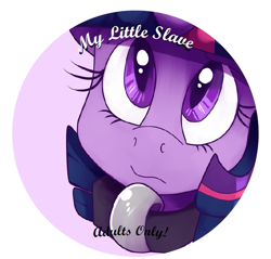 Size: 733x701 | Tagged: safe, artist:bluntwhiskey, character:twilight sparkle, advertising, collar, female, limited preview, my little slave, solo