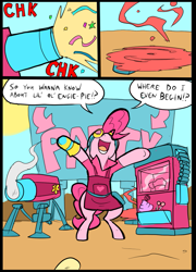 Size: 697x967 | Tagged: safe, artist:metal-kitty, character:pinkie pie, comic, crossover, engie pie, engineer, meet the engineer, team fortress 2