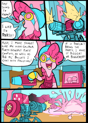 Size: 697x967 | Tagged: safe, artist:metal-kitty, character:pinkie pie, comic, crossover, engie pie, engineer, meet the engineer, party cannon, sentry, team fortress 2