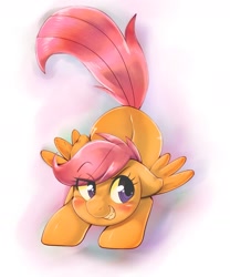 Size: 1279x1536 | Tagged: safe, artist:kurogewapony, character:scootaloo, species:pegasus, species:pony, g4, cute, simple background, tail wiggle, white background