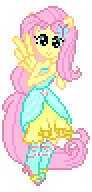 Size: 92x192 | Tagged: safe, artist:botchan-mlp, character:fluttershy, desktop ponies, my little pony:equestria girls, animated, clothing, cute, dress, fall formal outfits, female, flapping, floating, flying, gif, hands together, looking at you, pixel art, ponied up, pony ears, shyabetes, simple background, smiling, solo, sprite, transparent background, winged humanization, wings