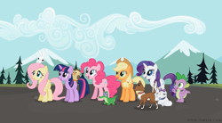 Size: 1280x707 | Tagged: safe, artist:capnpea, edit, character:angel bunny, character:applejack, character:fluttershy, character:gummy, character:opalescence, character:owlowiscious, character:pinkie pie, character:rarity, character:spike, character:twilight sparkle, character:winona, episode:may the best pet win, g4, my little pony: friendship is magic