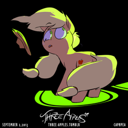 Size: 1000x1000 | Tagged: safe, artist:capnpea, character:applejack, species:earth pony, species:pony, comic:three apples, female, hatless, looking back, looking up, mare, missing accessory, no pupils, solo, windswept mane