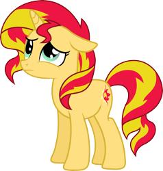 Size: 5230x5500 | Tagged: safe, artist:theshadowstone, character:sunset shimmer, species:pony, species:unicorn, absurd resolution, cute, female, floppy ears, frown, looking up, mare, sad, sadorable, shimmerbetes, simple background, solo, sunsad shimmer, transparent background, vector