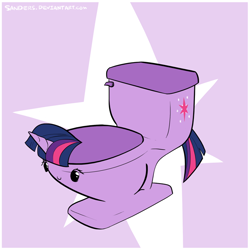 Size: 700x700 | Tagged: safe, artist:sanders, character:twilight sparkle, but why, c:, implied scat, inanimate tf, original species, solo, species swap, toilet, toilet pony, toilet sparkle, transformation, wat, why
