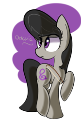 Size: 1280x1920 | Tagged: dead source, safe, artist:turtlefarminguy, character:octavia melody, species:earth pony, species:pony, bow (instrument), female, hoof hold, looking back, mare, raised hoof, simple background, solo, white background