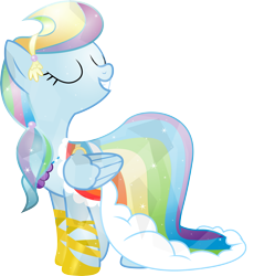 Size: 5061x5500 | Tagged: safe, artist:theshadowstone, character:rainbow dash, species:pegasus, species:pony, .svg available, absurd resolution, clothing, crystallized, cute, dashabetes, dress, eyes closed, female, gala dress, grin, mare, sandals, simple background, smiling, solo, sweet dreams fuel, transparent background, vector