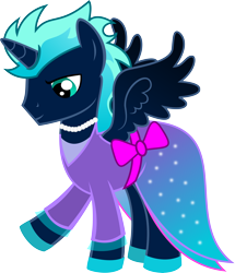 Size: 5578x6500 | Tagged: safe, artist:theshadowstone, oc, oc only, species:alicorn, species:pony, absurd resolution, alicorn oc, clothing, crossdressing, dress, final draft, male, necklace, simple background, solo, stallion, transparent background, vector